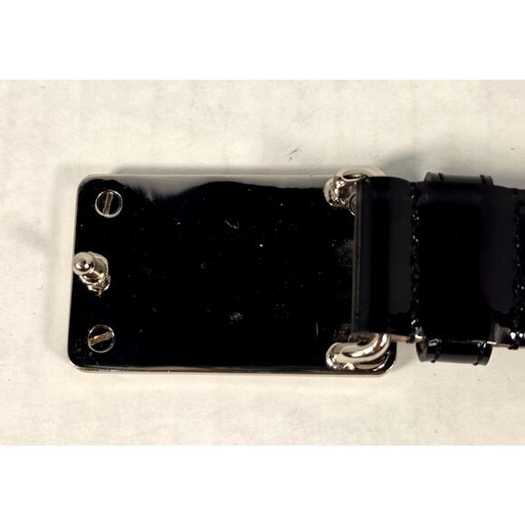 Dolce & Gabbana Black Patent Leather Belt Gold Logo Plaque Milano Italia Size 34 main image 10